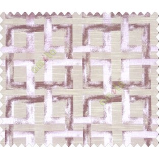 Square maze continuous design oil painting finish self design Pink dark brown Beige main curtain